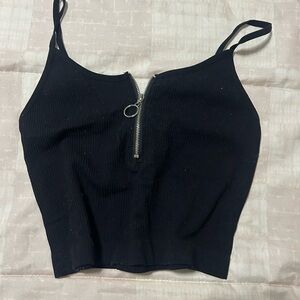 Black Zipper Front Women's Top
